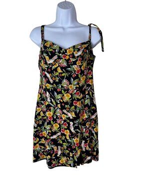 WAYF Floral Sleeveless Tie Strap Smocked Back Mini Sundress Women sz Large Boho
